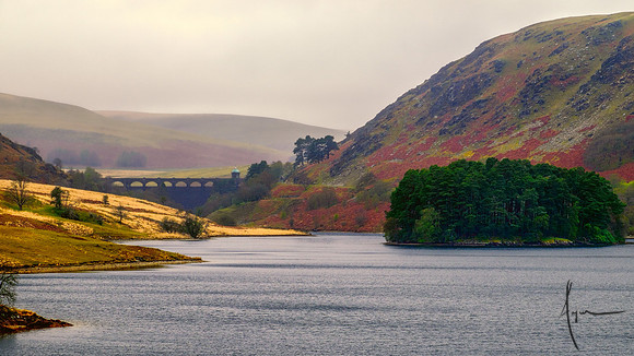 Craig goch dam on a misty morning