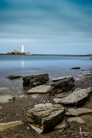 St Mary's lighthouse, overcast evening