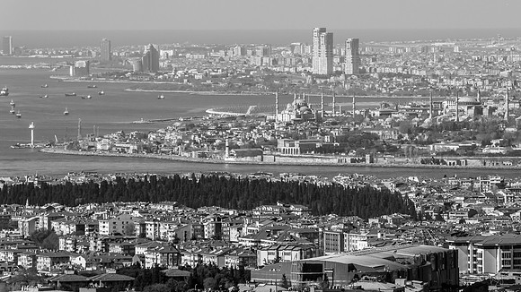 Istanbul panorama (monochrome)