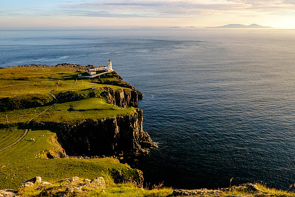 Neist point lighthouse with Uist in the background, Skye